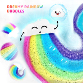 Elfinbay Rainbow Cloud bath bomb releases vibrant fizz for a magical bath