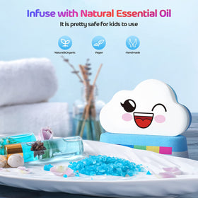 Elfinbay Rainbow Cloud bath bomb packaging shows a gift-ready rainbow bath experience