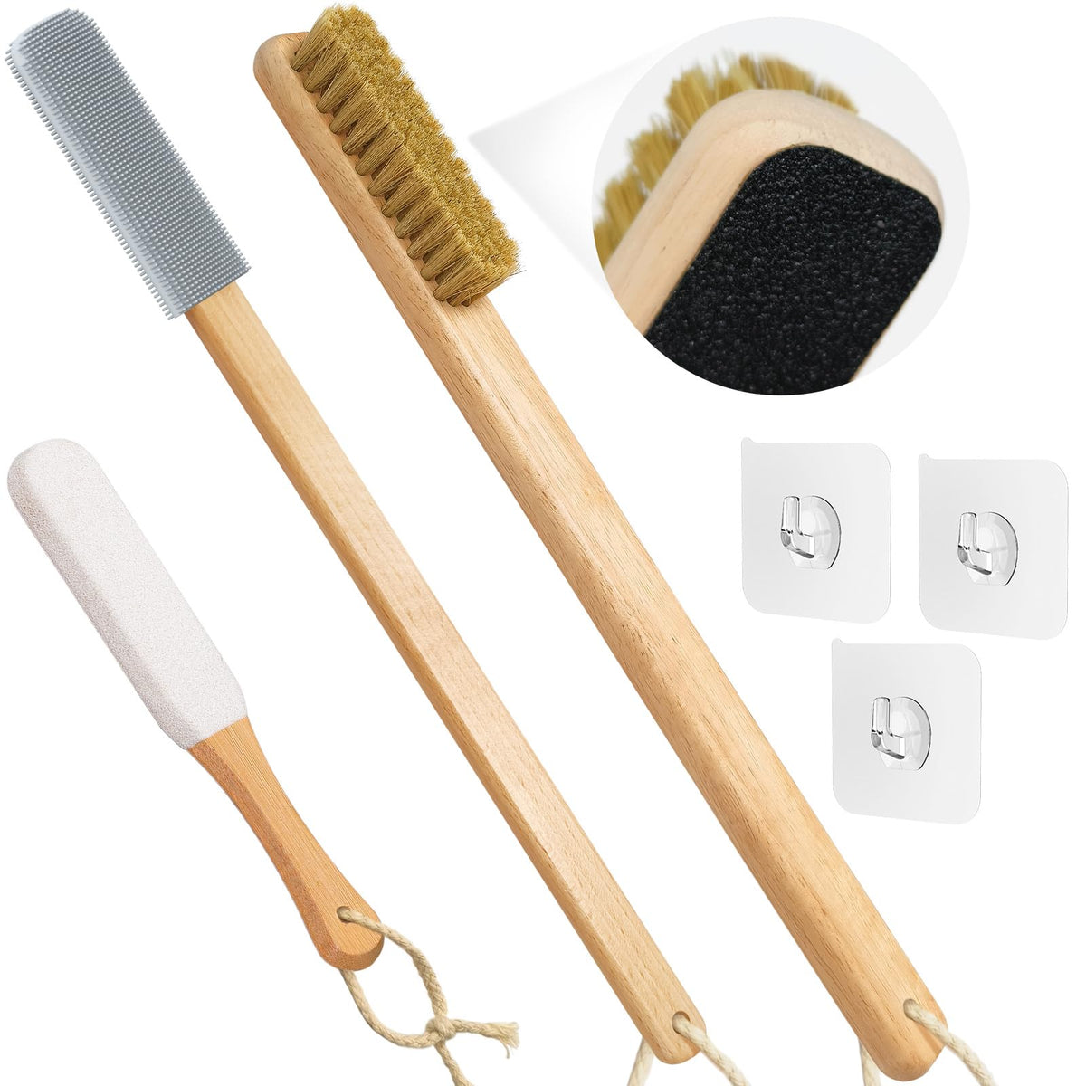 ELFRhino body cleaning brush with extended handle for easy reach and gentle exfoliation.