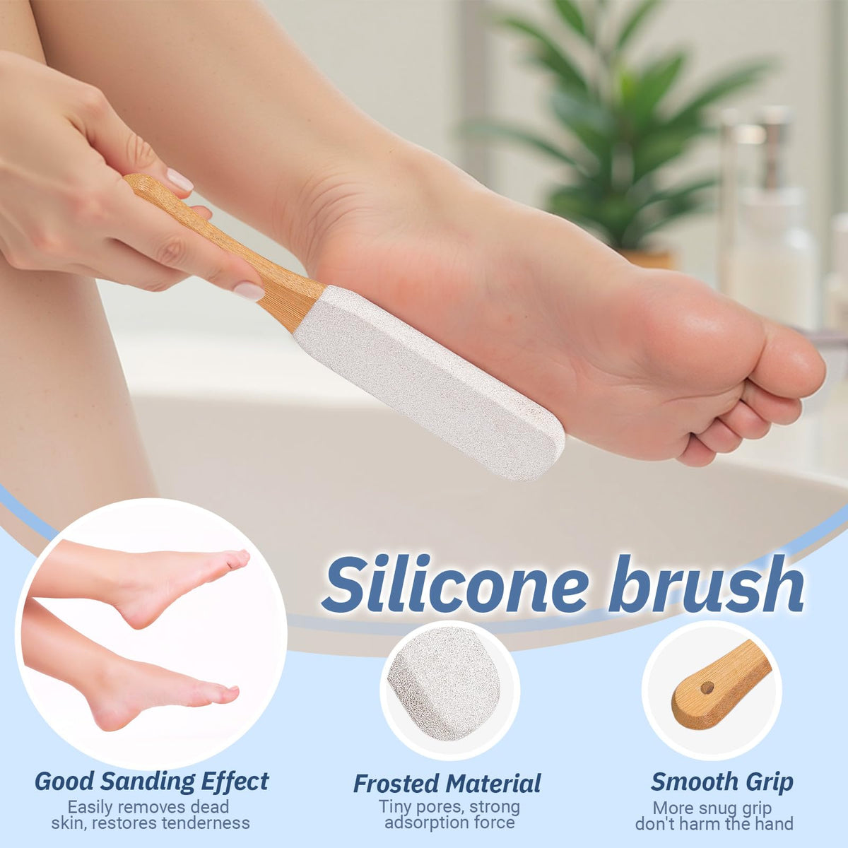 ELFRhino wooden extension handle provides a sturdy grip while cleaning.