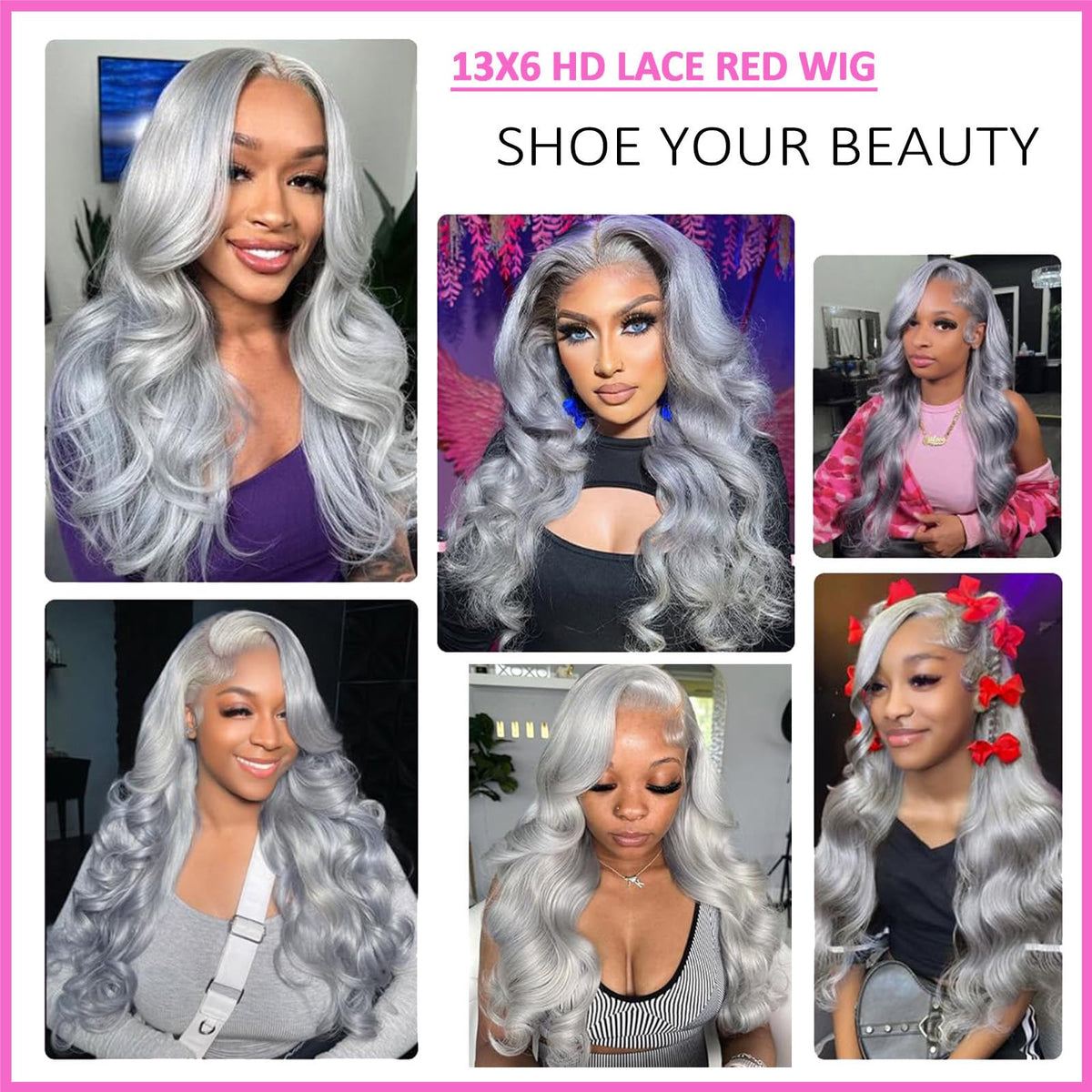 ELFSECRET model wearing grey wig 22in for versatile daily wear.