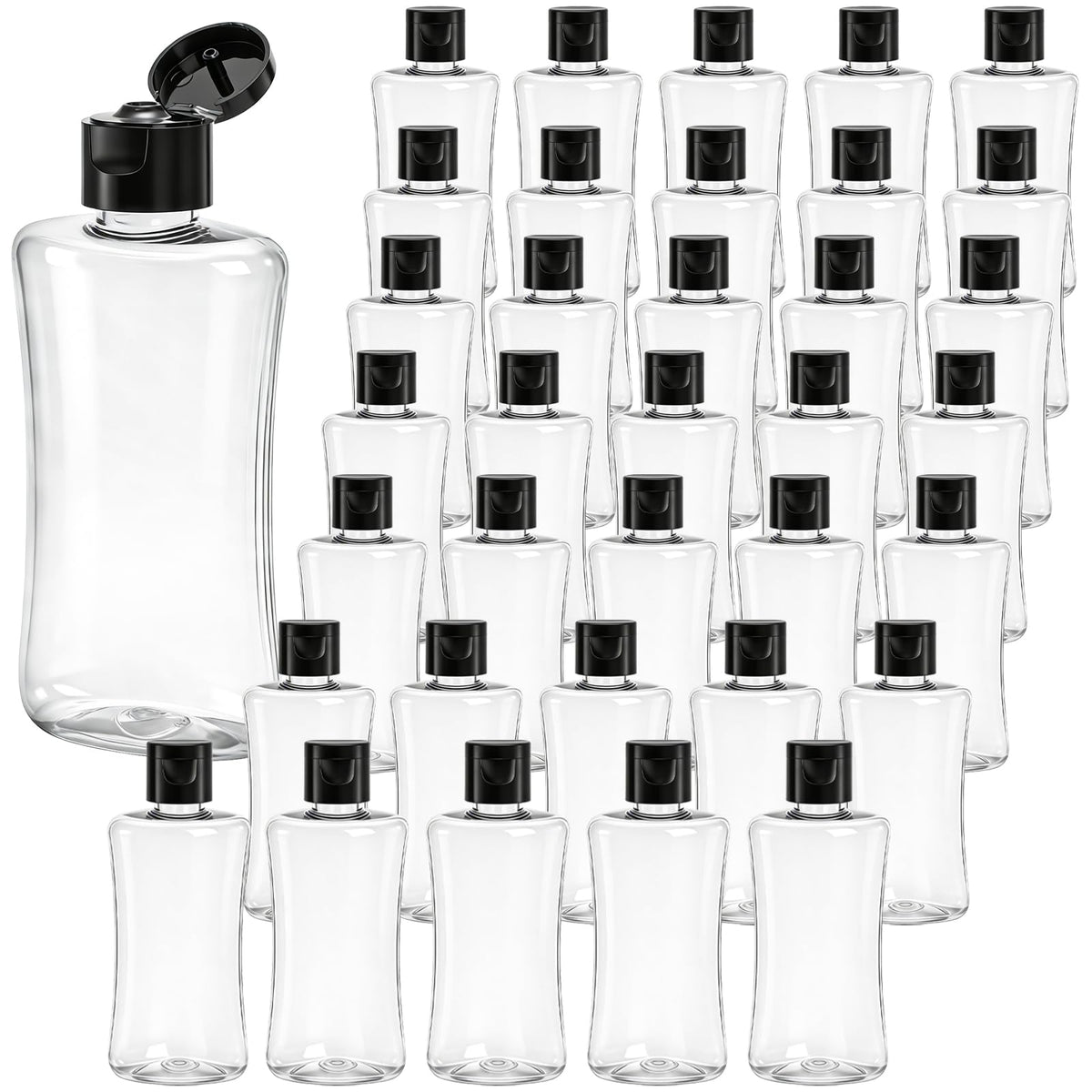ELFULLY 40-pack travel bottles with flip cap for organized trips.