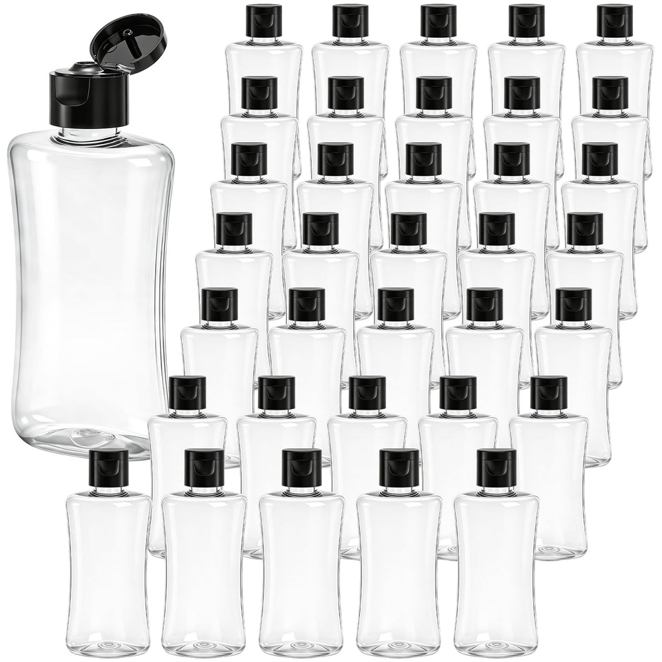 ELFULLY 40-pack travel bottles with flip cap for organized trips.
