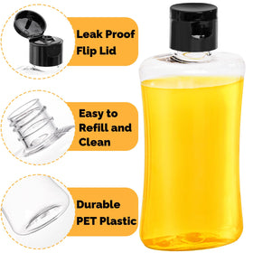 ELFULLY clear travel bottle shows remaining liquid for easy refills.