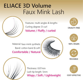 Eliace beginner-friendly lashes are cut to fit for a flawless look.