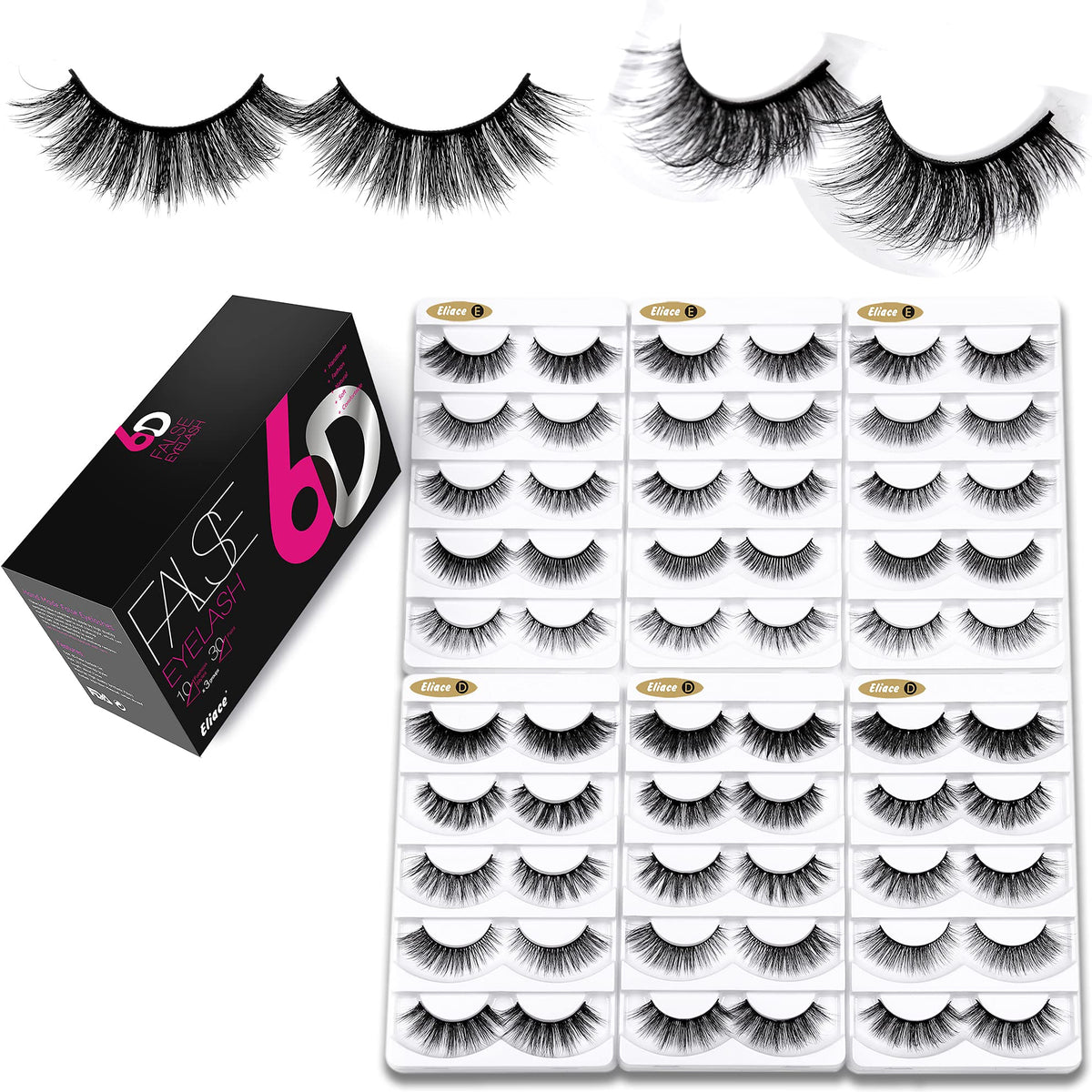 Eliace cat-eye wispy lashes for natural, dramatic look.