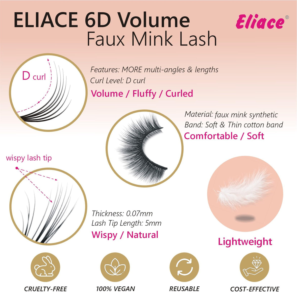 Eliace soft, comfortable lashes that enhance eye shape.