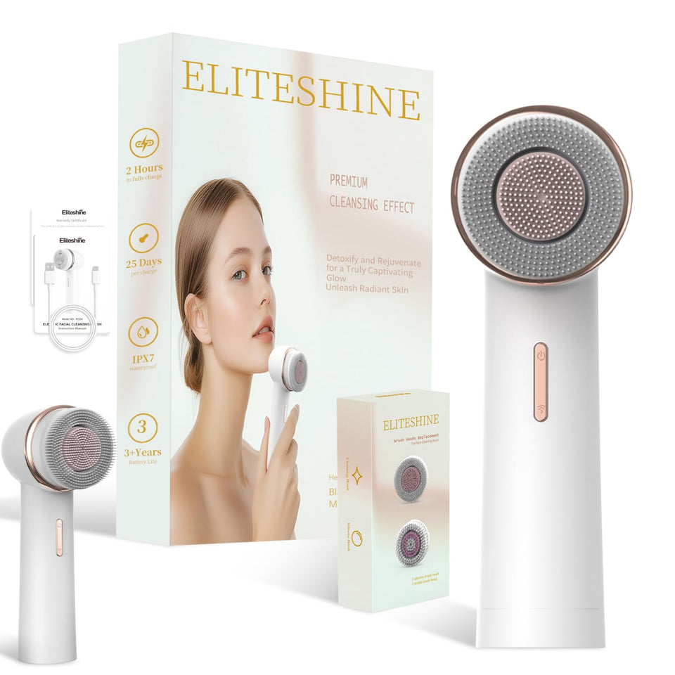 Eliteshine silicone-head cleanses deeply and gently for sensitive skin
