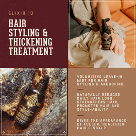 Elixir 13 application glide shows even distribution for enhanced hair fullness.