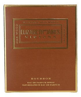 Elizabeth and James Nirvana Bourbon packaging box highlights gift-ready presentation.