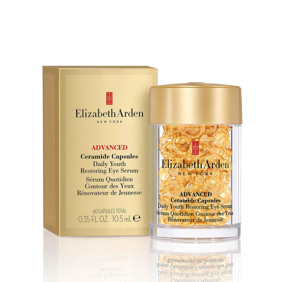 Elizabeth Arden Advanced Ceramide Eye Serum Capsules bottle close up for premium skincare ritual