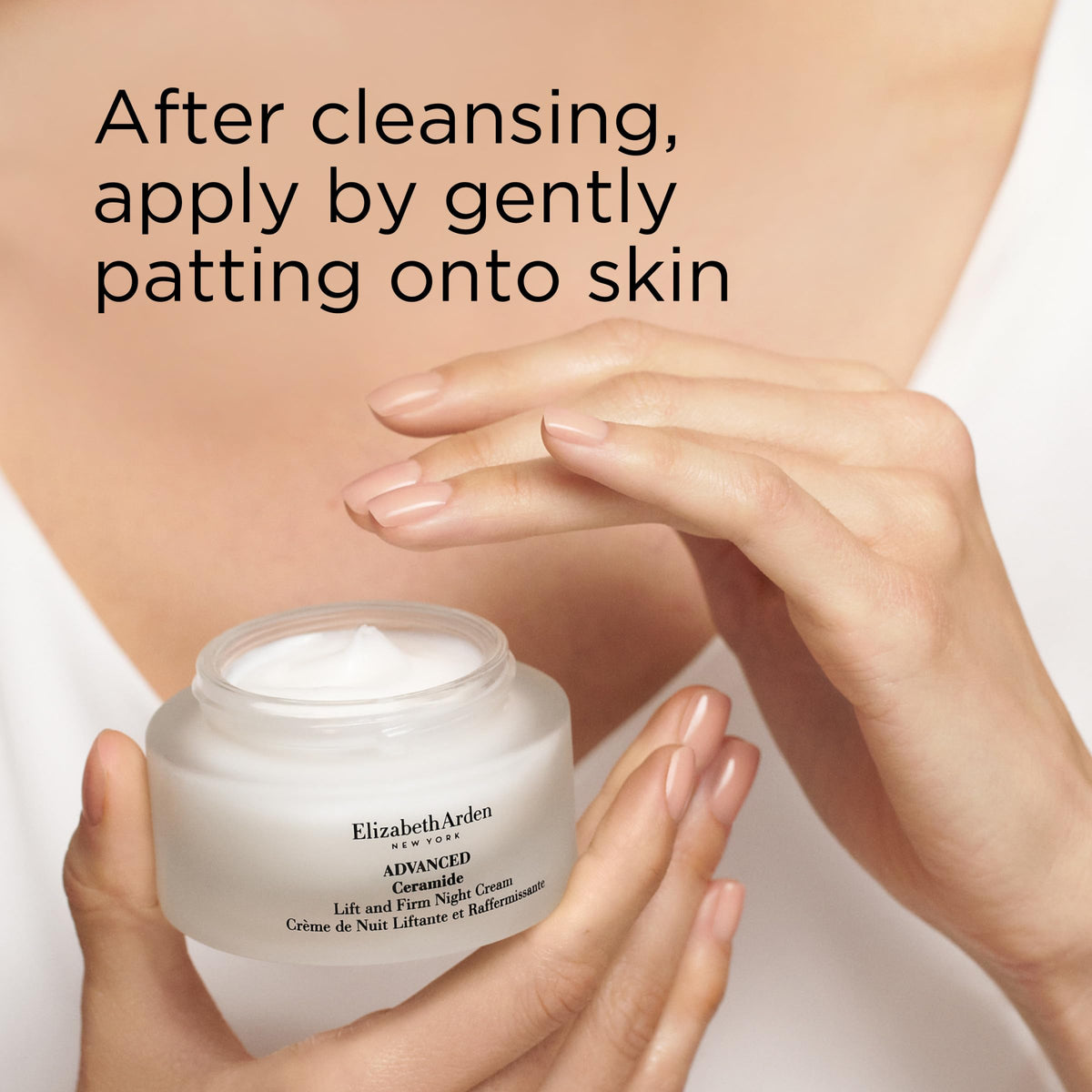 Elizabeth Arden bathroom counter setup implies ready-to-use evening self-care