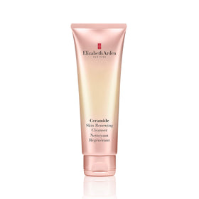 Elizabeth Arden Ceramide Skin Renewing Cleanser bottle pour for a gentle, hydrating cleanse.