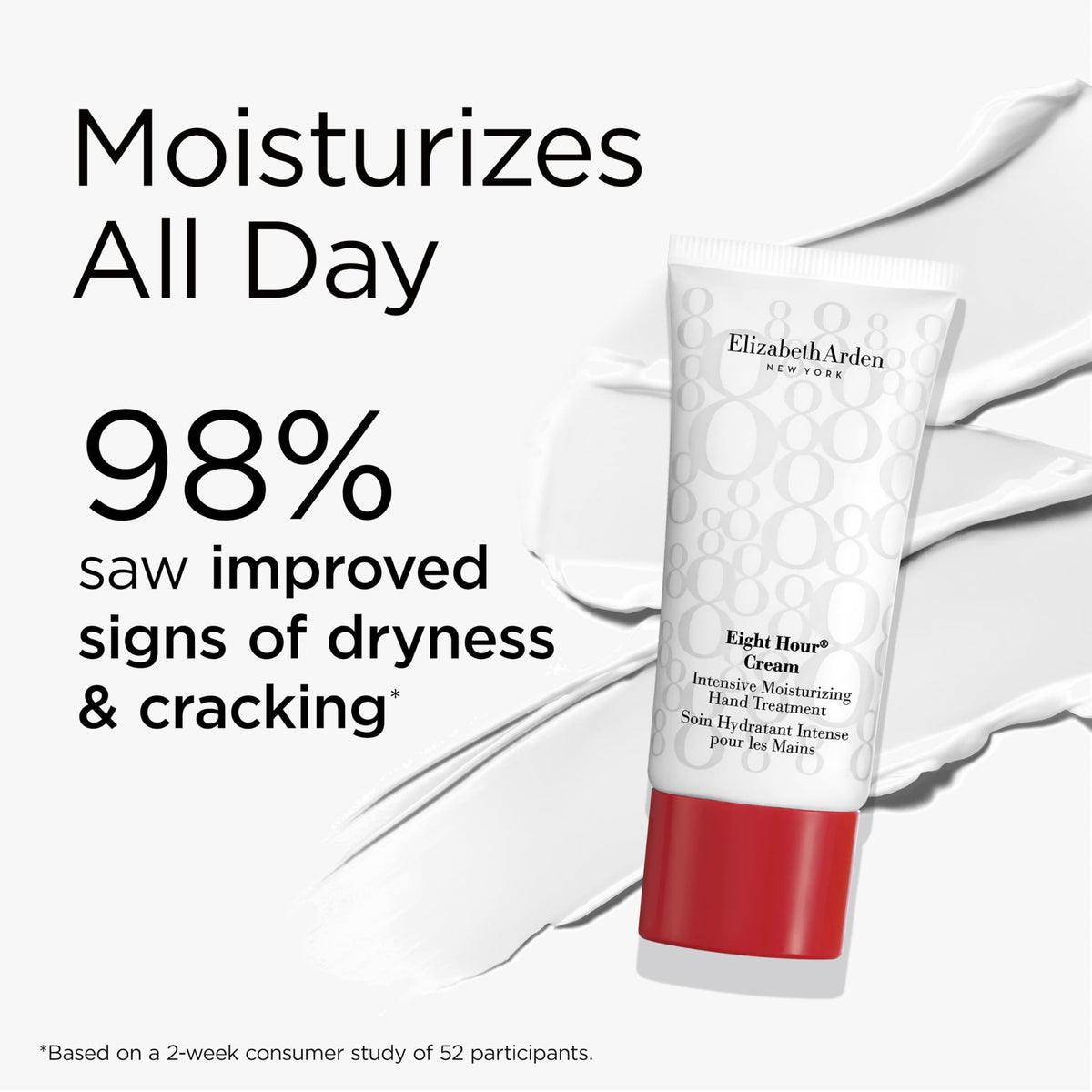 Eight Hour Cream on cheeks for a subtle dewy glow