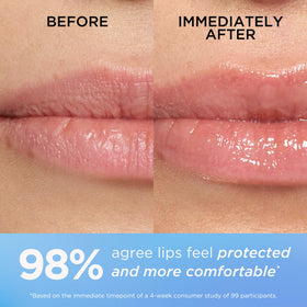 Elizabeth Arden balm closeup reveals silky, lightweight lip hydration.