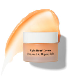 Elizabeth Arden lip repair balm swatch shows sheer nourishment on lips.