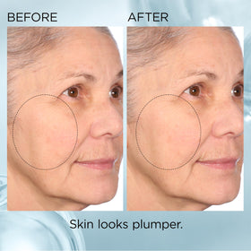 Elizabeth Arden jar closeup on damp skin demonstrates rapid absorption and dewy finish.