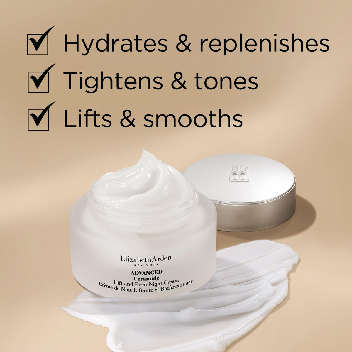 Elizabeth Arden packaging glass jar with PCR cap signals sustainability