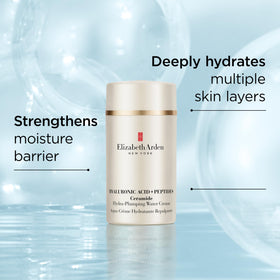 Elizabeth Arden packaging image on display signals premium daily moisture benefits.