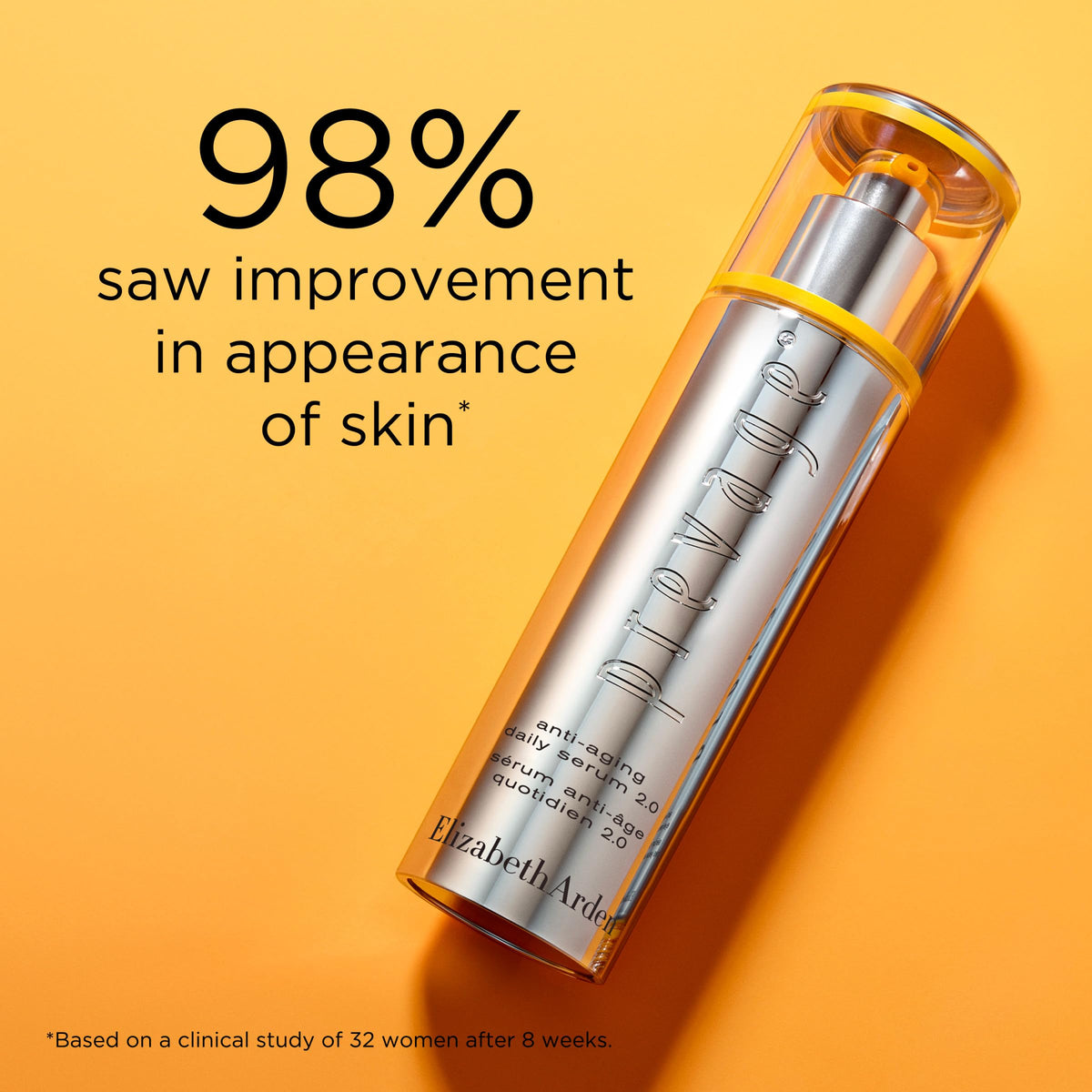 Prevage serum bottle held in hand for a simple daily routine.