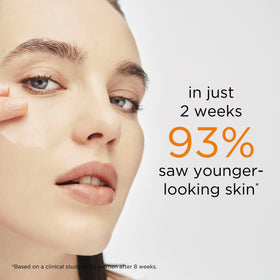 Prevage swatch on skin showing potential for even tone enhancement.