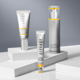 Elizabeth Arden Prevage City Smart SPF 50 application showing UV and pollution protection for daily use.