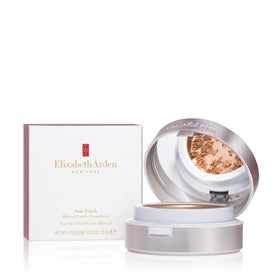 Elizabeth Arden Pure Finish Mineral Foundation compact during application for buildable coverage.
