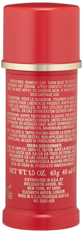 Elizabeth Arden Red Door Cream Deodorant packaging closeup, premium packaging and classic florals.
