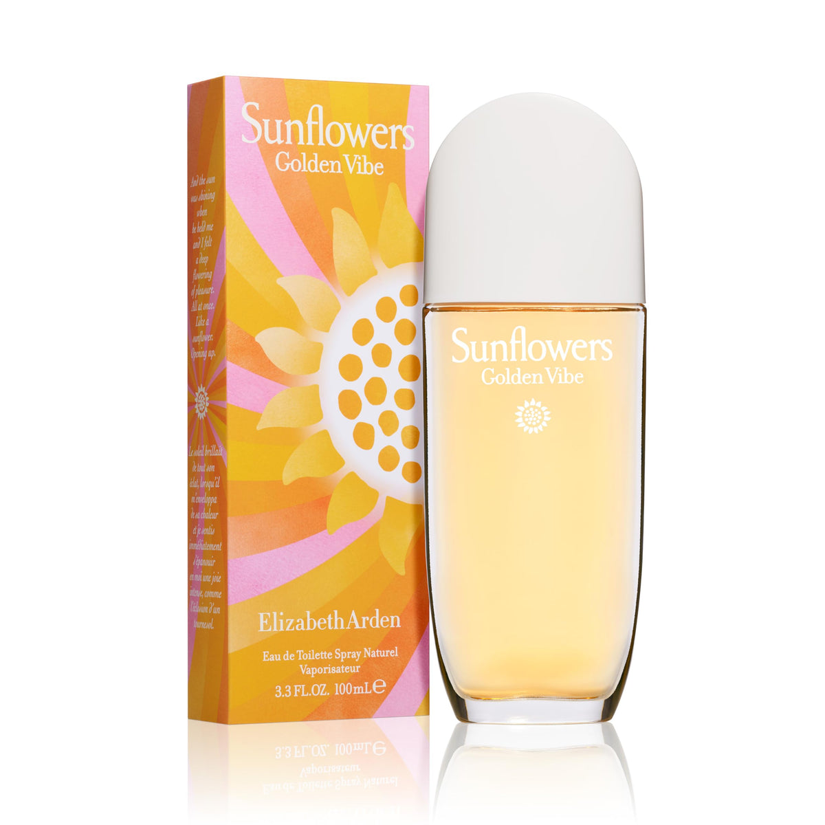 Elizabeth Arden Sunflowers Golden Vibe bottle front, ideal for daytime summer wear.