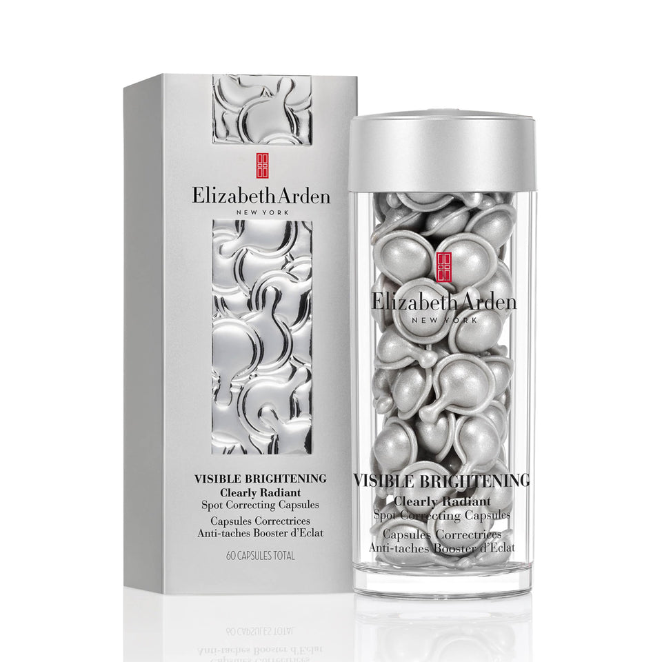 Elizabeth Arden Visible Brightening bottle close-up showing premium packaging for radiant skin.