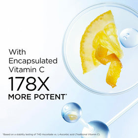 Elizabeth Arden Visible Brightening capsules in bottle highlight travel-friendly skincare.