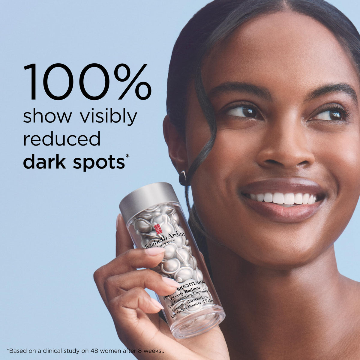 Elizabeth Arden Visible Brightening capsules pour demonstrates easy daily dosing for brighter results.