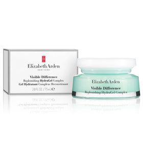 Elizabeth Arden Visible Difference HydraGel bottle pour showing oil-free hydration for daily use