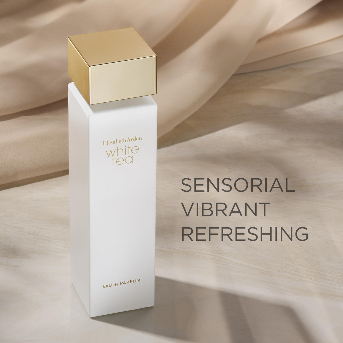 Elizabeth Arden White Tea EDP packaging emphasizes sustainable materials
