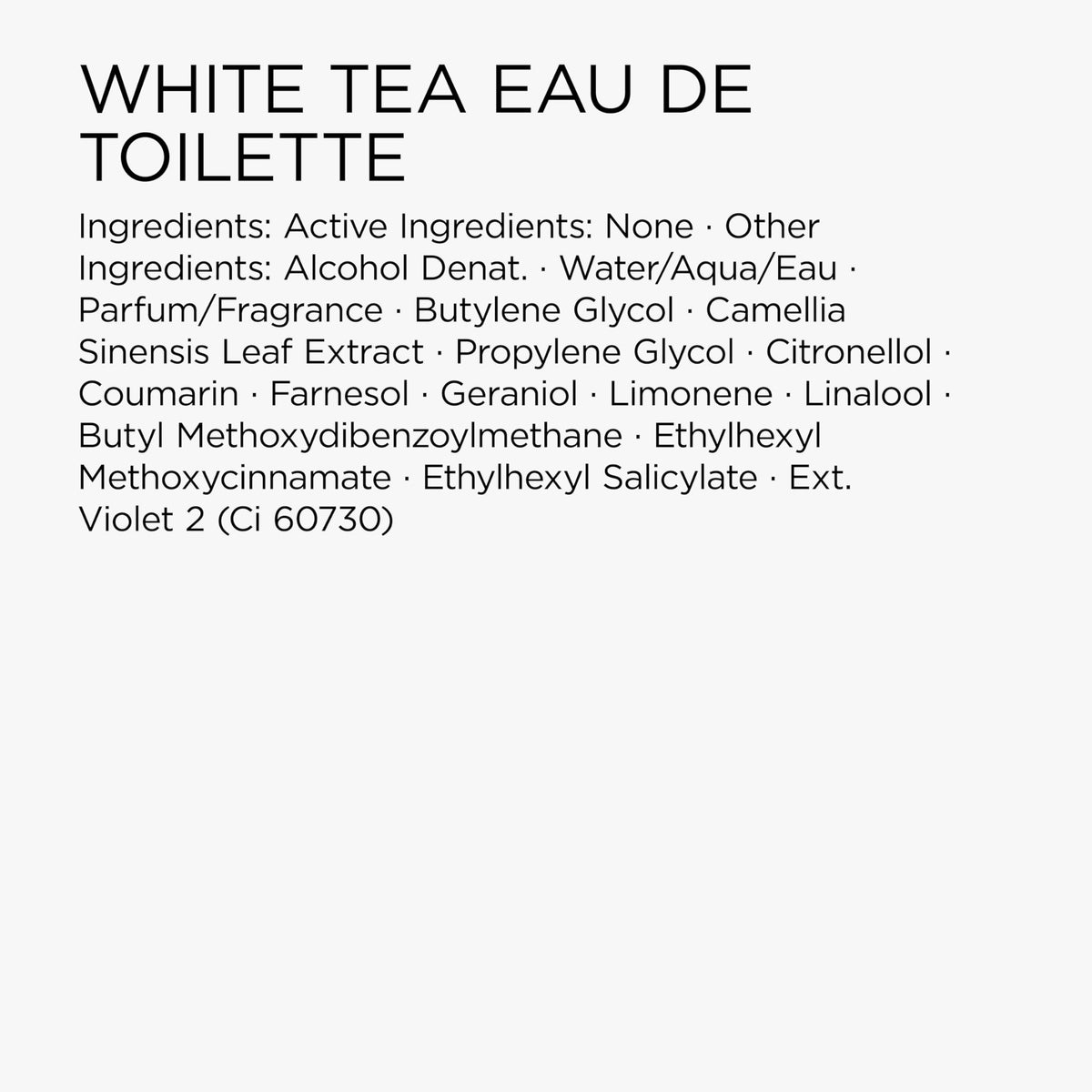 Close-up of embossed branding on White Tea bottle.