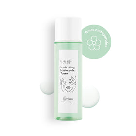 Elizabeth Mott Hydrating Hyaluronic Toner on shelf signals travel-friendly 150 ml size