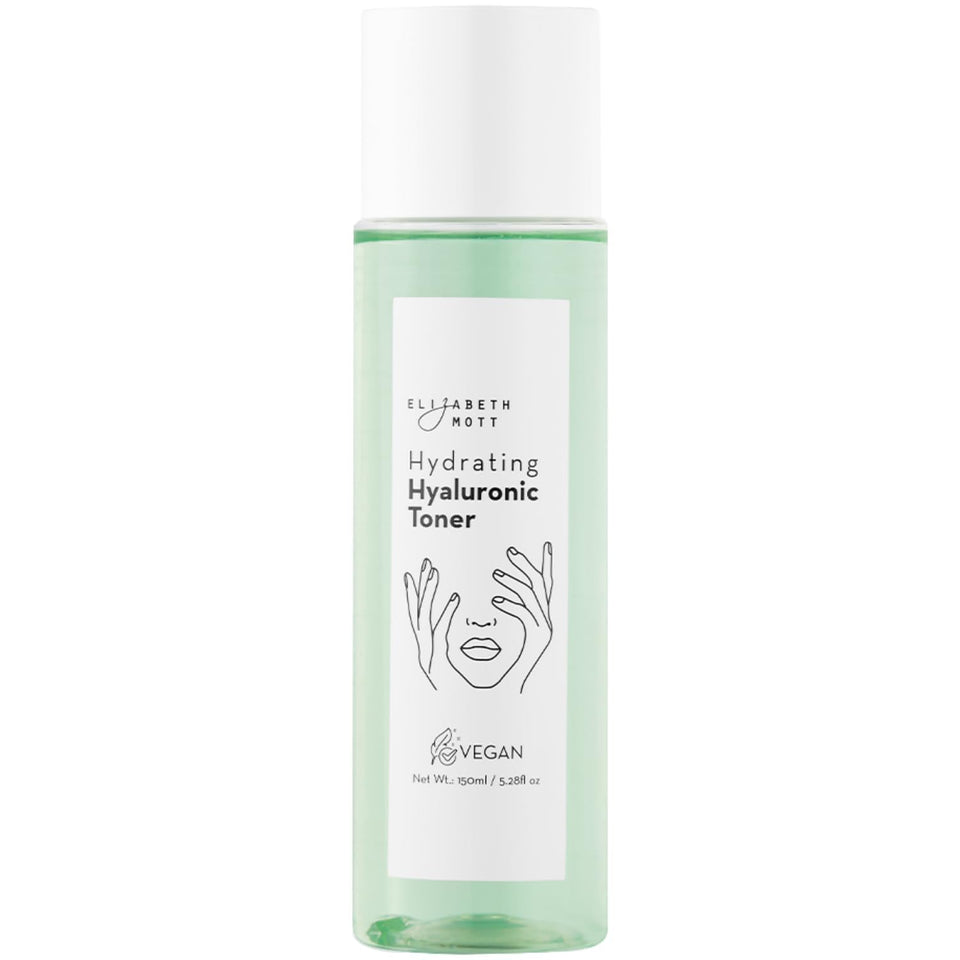Elizabeth Mott Hydrating Hyaluronic Toner bottle offering hydration for a refreshed complexion