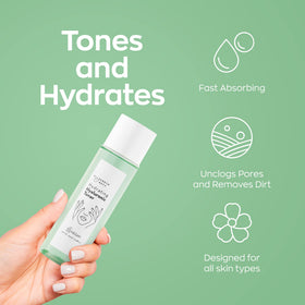 Elizabeth Mott Hydrating Hyaluronic Toner near clean vanity shows minimal pore-refining feel