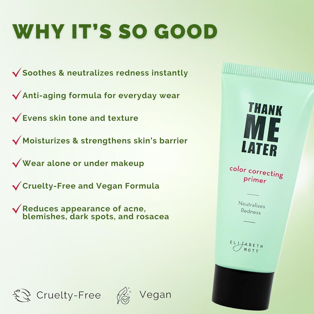 Elizabeth Mott Thank Me Later is cruelty-free and Leaping Bunny certified