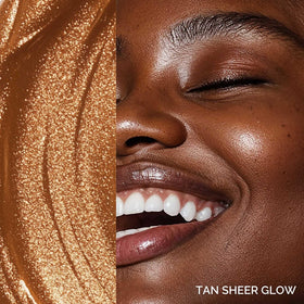 Tan Sheer Glow swatch on skin for natural warmth and glow.