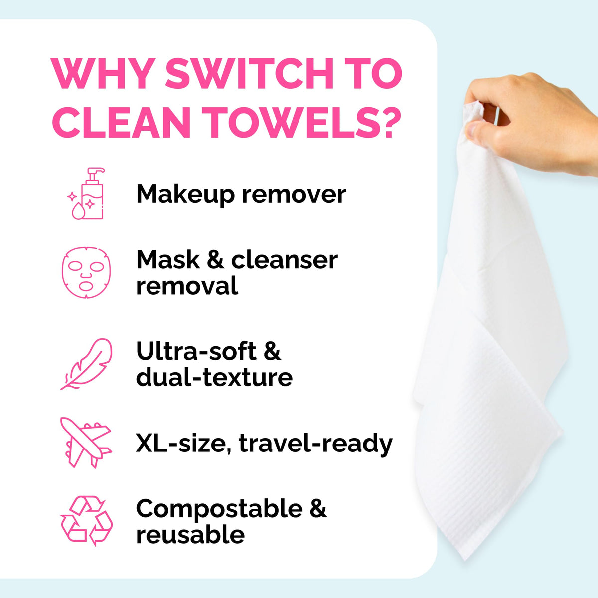 Elizabeth Mott Thank Me Later towel in action removing makeup