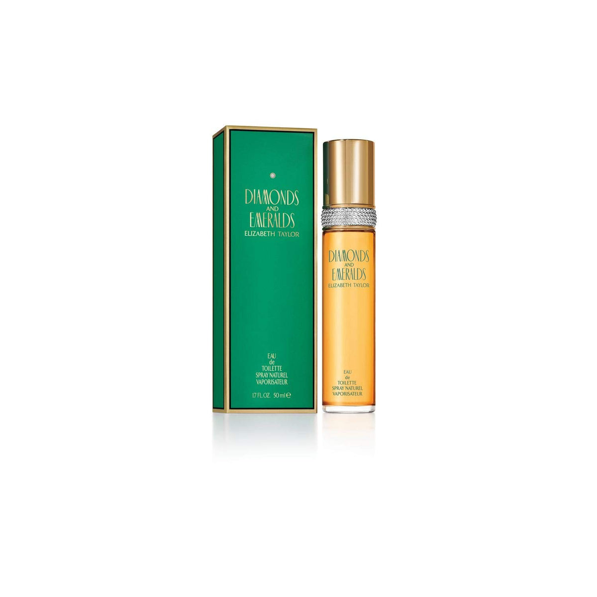 Elizabeth Taylor Diamonds and Emeralds bottle front, elegant fragrance for everyday sophistication.