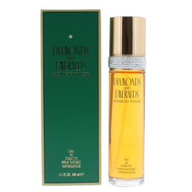 Elizabeth Taylor Diamonds and Emeralds EDT Splash bottle close-up highlights premium scent.