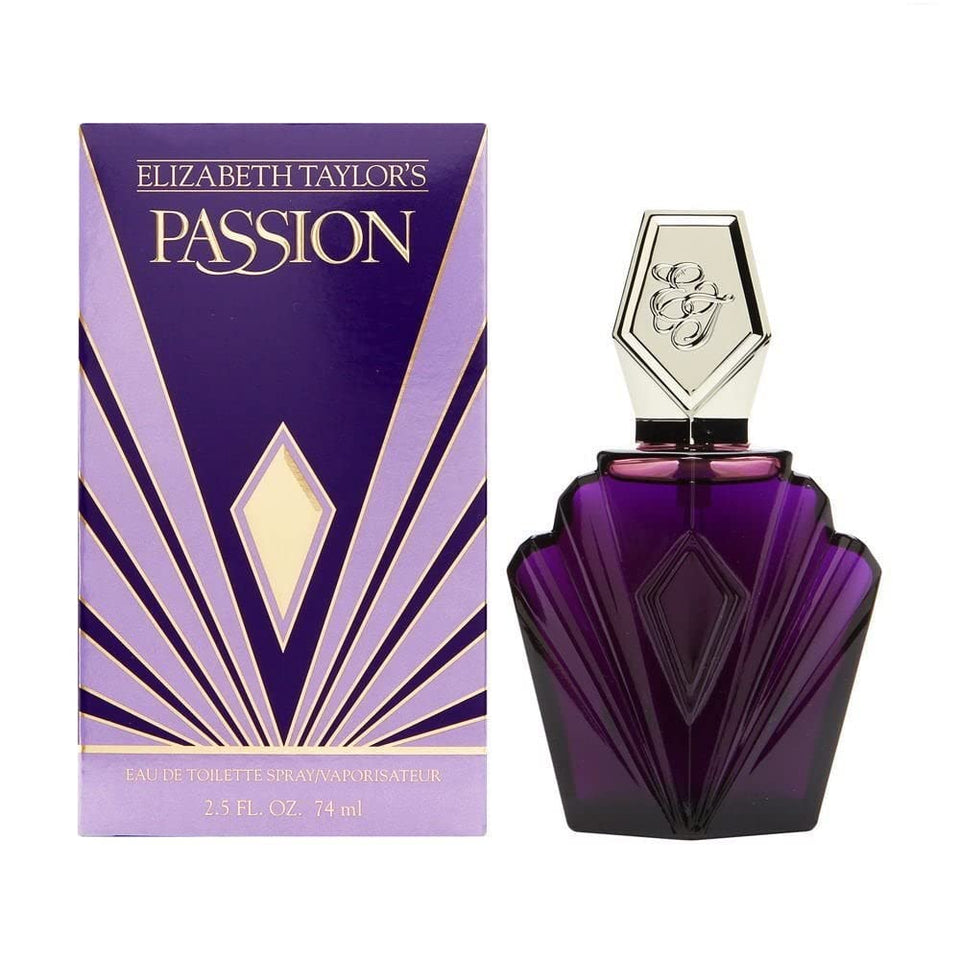 Elizabeth Taylor Passion bottle front view, ideal for evening wear.