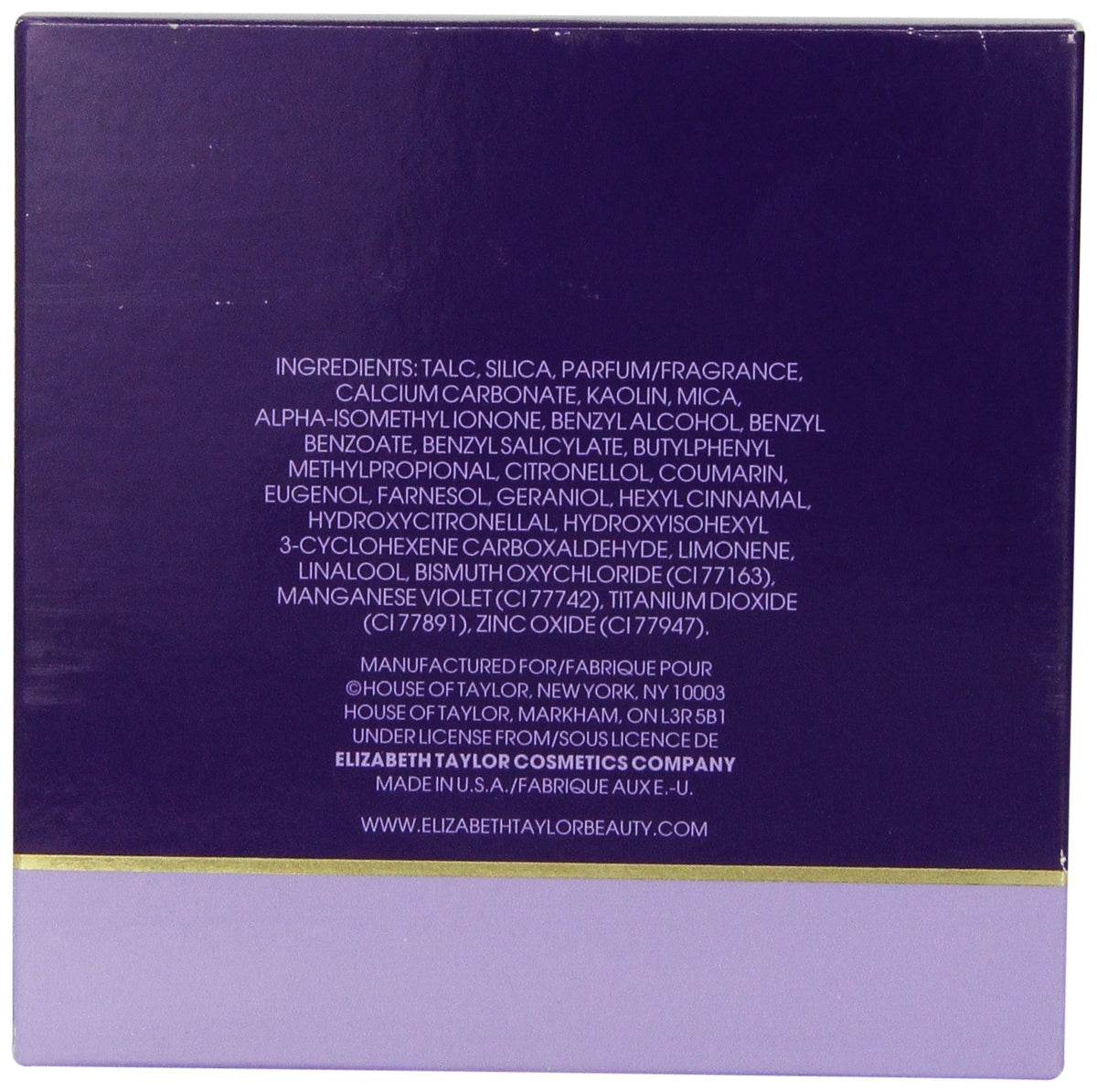 Elizabeth Taylor Passion dusting powder packaging suggests elegant evening use and lasting aroma.