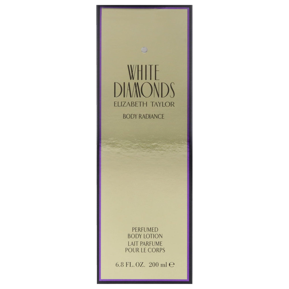 Elizabeth Taylor White Diamonds bottle with label evokes daily luxury.
