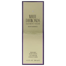 Elizabeth Taylor White Diamonds bottle with label evokes daily luxury.