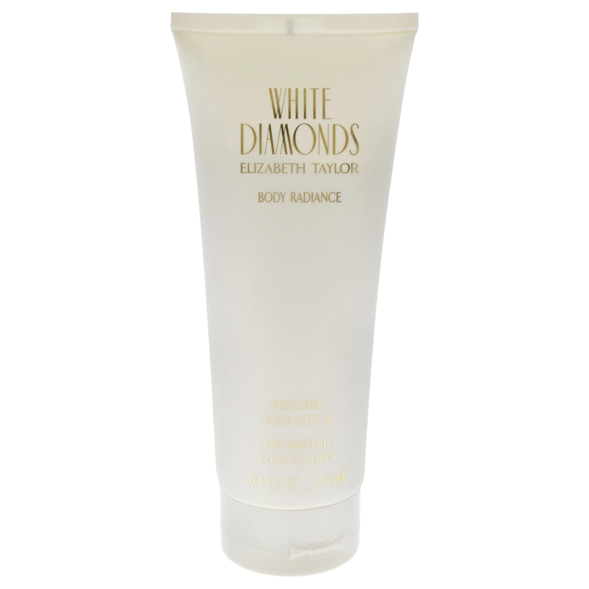 Elizabeth Taylor White Diamonds bottle closeup reveals premium packaging and designer allure.