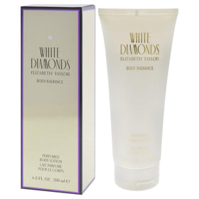 Elizabeth Taylor White Diamonds lotion texture highlights smooth, quick-absorbing hydration.