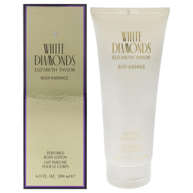 Elizabeth Taylor White Diamonds body lotion front label shows timeless elegance and brand trust.